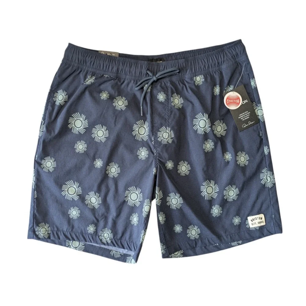 Brixton Voyage 18″ Washed Navy Blue Swim Trunks New Size Small Relaxed Fit